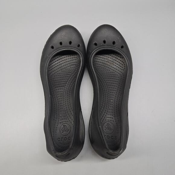 Crocs Mary Jane Kadee Size 7 Black Slip On Rubber Ballet Flats Shoes - Picture 9 of 11